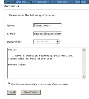 This is a screenshot of the default configuration of the form.